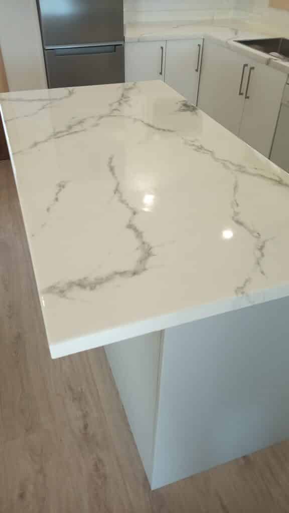 Kitchen island with marble countertop