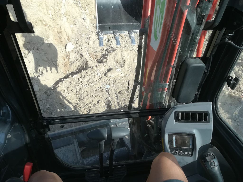 House construction by digging the foundation