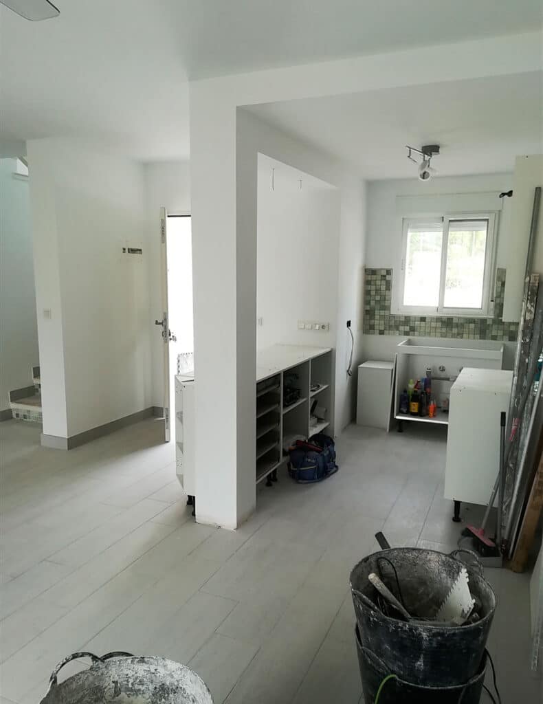 Complete house renovation process and kitchen tiling